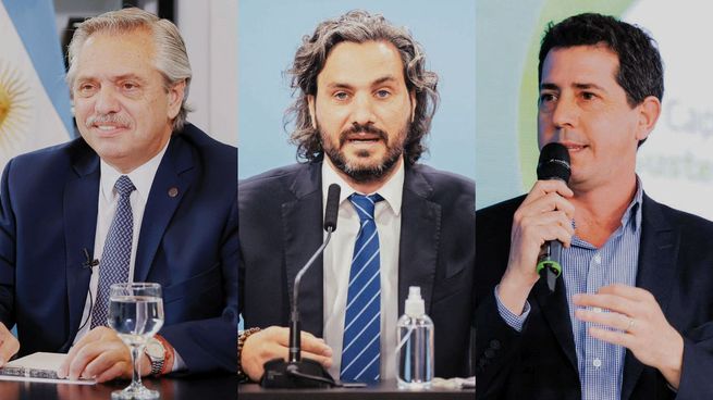 Alberto Fernández, Santiago Cafiero y Eduardo de Pedro.&nbsp;