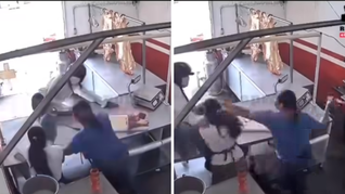 El momento de la defensa de las muejres ante el ladrón.