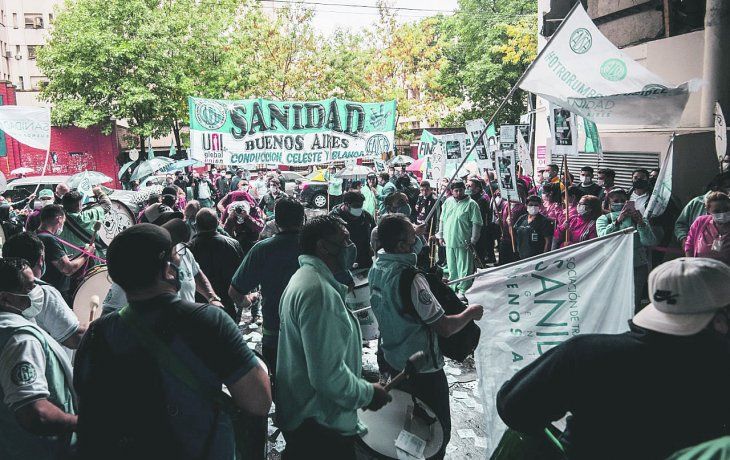 Asamblea. Protesta de Sanidad ayer en el Sanatorio Otamendi.&nbsp;
