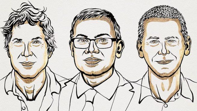 De izquierda a derecha: David Baker, Demis Hassabis y John M. Jumper.