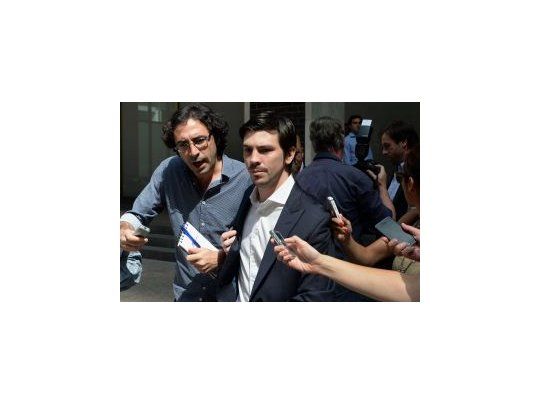 La comitiva argentina al salir de la última reunión con el mediador Pollack el jueves pasado.