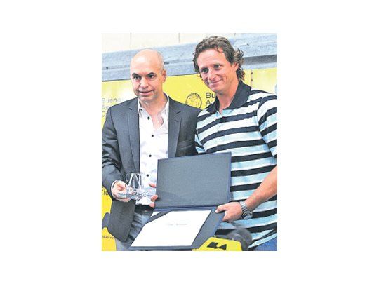 David, junto con Larreta en la conferencia que dio ayer en la Usina del Arte, en La Boca.