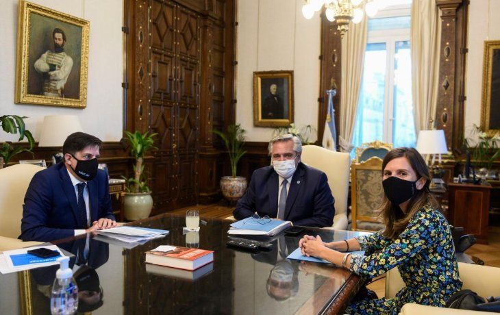 Trotta, Fernández y Raverta en Casa Rosada.&nbsp;