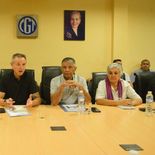 Los triunviros de la central obrera recibieron a los diputados de Unión por la Patria. Los triunviros de la central obrera recibieron a los diputados de Unión por la Patria.