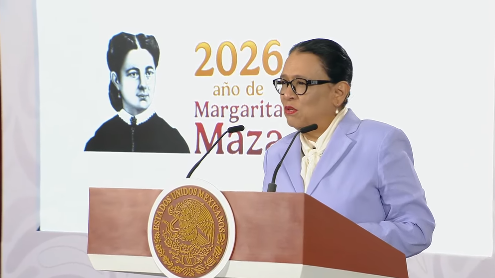 Rosa Icela Rodríguez en la Mañanera del Pueblo.