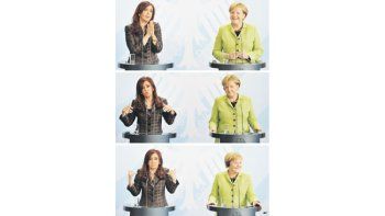 ámbito.com | Cristina de Kirchner y Angela Merkel ayer en la conferencia de prensa que siguió a un tenso almuerzo en Berlín.