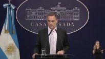 Manuel Adorni en su habitual conferencia de prensa.