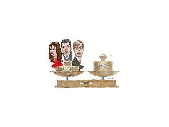 Cristina de Kirchner, Sergio Massa y Martín Redrado.
