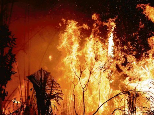 Catástrofe. Los focos de incendio persisten pese a que el presidente Bolsonaro dio por superada la crisis que afecta al pulmón del planeta.