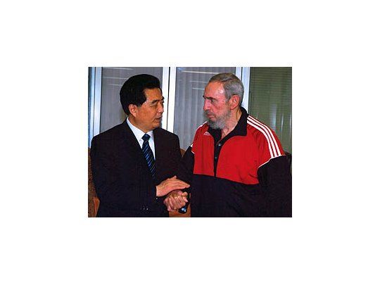 Hu Jintao y Fidel Castro.