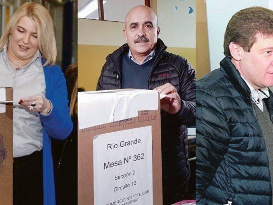 Rosana Bertone (41,1%), Gustavo Melella (47,1%) y Juan Rodríguez (4,5%).