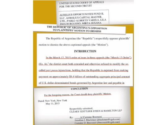 Buitres: Argentina pidió liberar bonos con ley fuera de EE.UU.