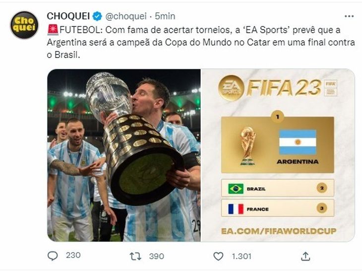 Com histórico de 'vidente', EA Sports crava Argentina como campeã da Copa -  Superesportes