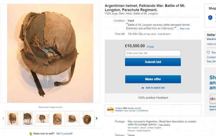 excombatiente de malvinas busca recuperar su casco que sera subastado