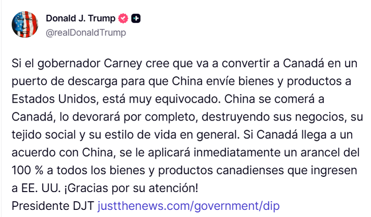 El mensaje de Trump contra Canadá. El mensaje de Trump contra Canadá.