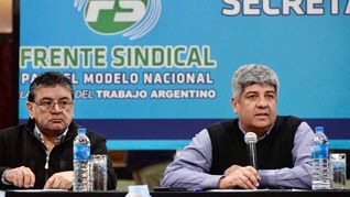 El líder camionero Pablo Moyano durante un encuentro del Frente Sindical. 