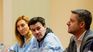 The captain of the Argentine men's tennis team, Guillermo Coria, during the press conference, escorted by his counterpart from the women's team, Mercedes Paz, and by Agustín Calleri, president of the AAT. The captain of the Argentine men's tennis team, Guillermo Coria, during the press conference, escorted by his counterpart from the women's team, Mercedes Paz, and by Agustín Calleri, president of the AAT.