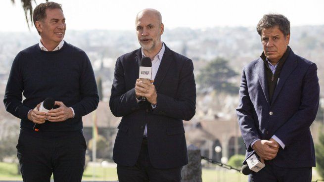 Diego Santilli, Horacio Rodríguez Larreta y Facundo Manes.&nbsp;