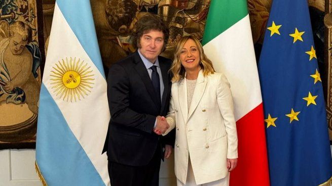 Javier Milei y Giorgia Meloni.