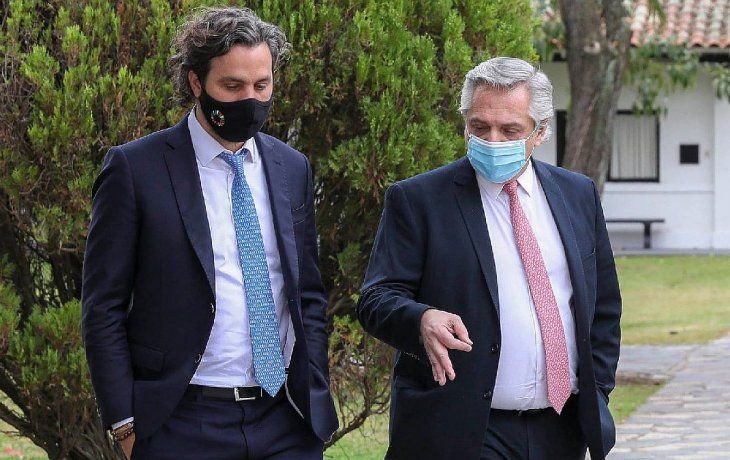 Alberto Fernández y Santiago Cafiero en la Quinta de Olivos.