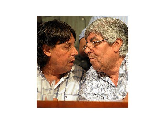 El 20 de noviembre del año pasado, Pablo Micheli y Hugo Moyano en la conferencia de prensa donde evaluaron los efectos del paro convocado por ellos.