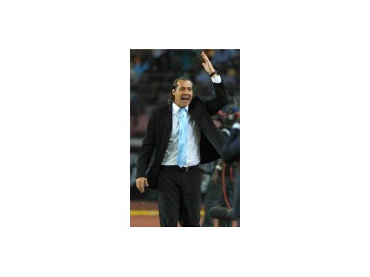 El entrenador de la Selección Argentina, Sergio Batista, durante el partido disputado con Nigeria.