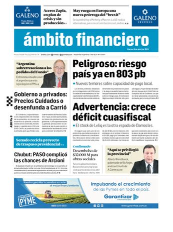 Tapa Edicion Impresa del 2019-04-09