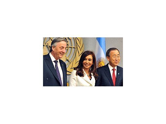 Cristina y Néstor Kirchner se entrevistaron con el secretario general de la ONU, Ban Ki-moon.