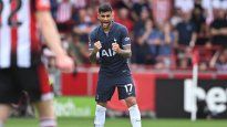 Gol y reemplazo. Cuti Romero abrió el marcador para Tottenham pero al rato dejó la cancha por un golpe en su cabeza.&nbsp;
