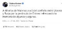 Volvió Cristina a Twitter y recordó su apoyo  a Ucrania por Crimea