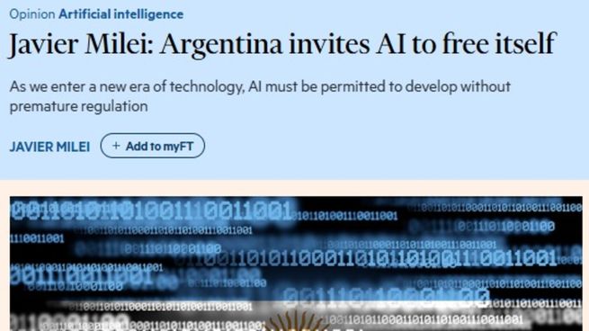 Javier Milei vuelve a posicionar a Argentina como un entorno sin regulaciones excesivas para la IA.
