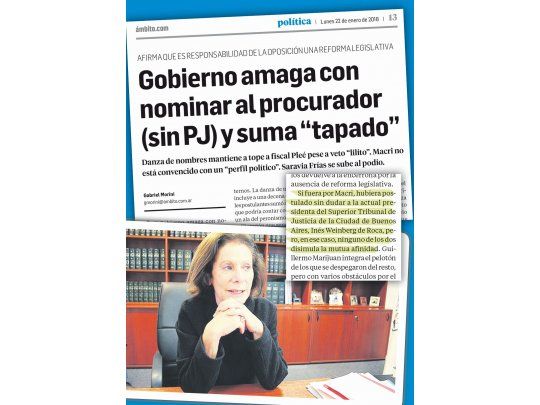 Elegida. El 22 de enero, Ámbito Financiero adelantó que si fuera por Mauricio Macri la elegida para la Procuración sería Inés Weinberg de Roca.