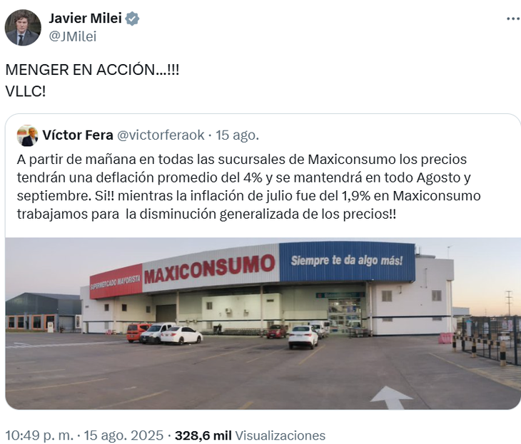 Javier Milei celebrated the measure through his X account
