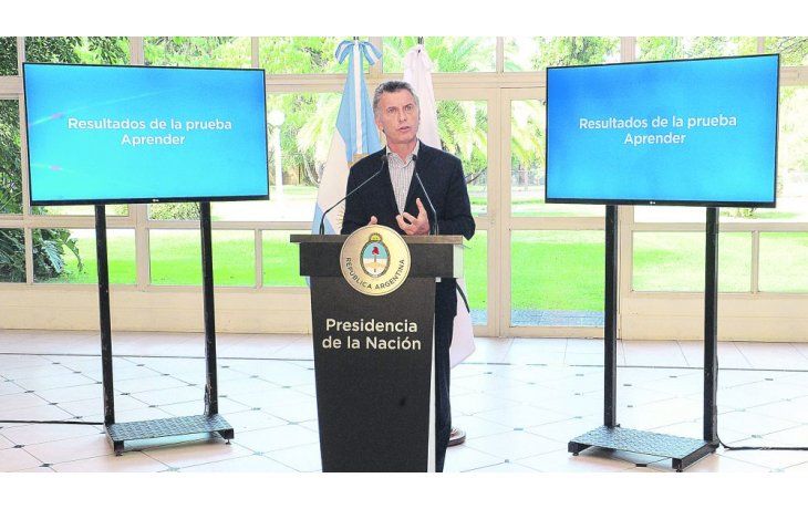 Diagnóstico. El presidente Mauricio Macri difundió los resultados de los exámenes Aprender en una ceremonia en la quinta de Olivos.