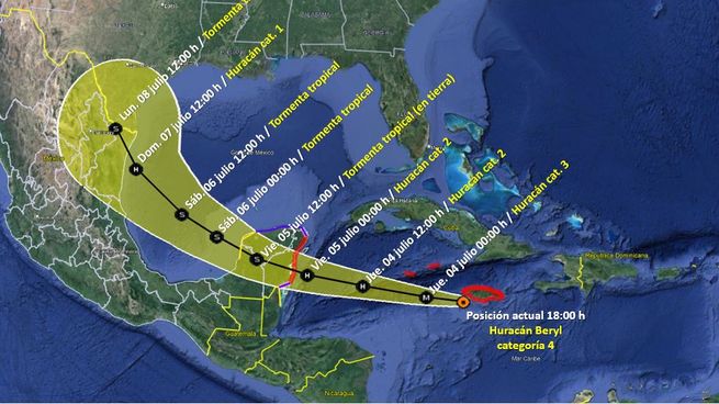 Beryl impactará en Quinatana Roo entre el jueves y viernes.