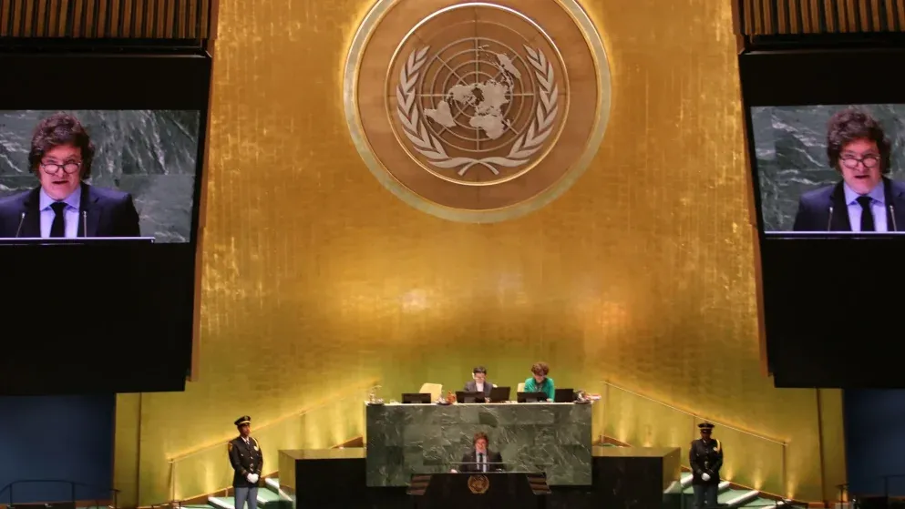 Javier Milei, durante su primera Asamblea de la ONU en 2024.