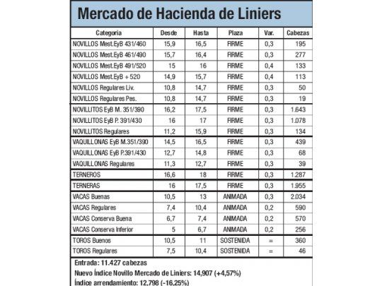 Liniers cerró con fuerte alza: 4,6%