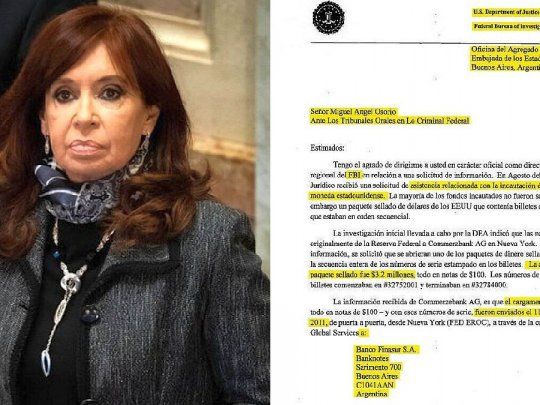 La carta del FBI que difundió Cristina Fernández de Kirchner sobre el dinero de los bolsos de José López.