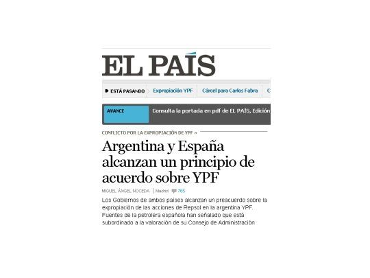 Portada online del diario español El País