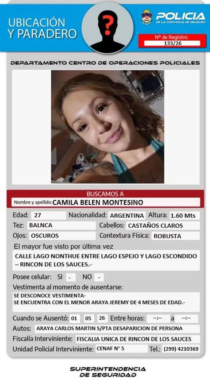 La policía desplegó rastrillajes y abrió una línea para recibir información sobre el caso. La policía desplegó rastrillajes y abrió una línea para recibir información sobre el caso.