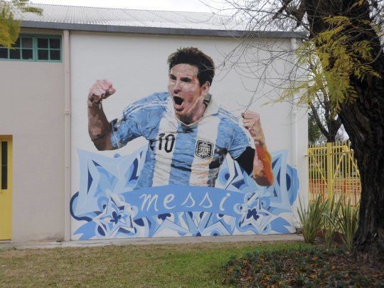El mural de Messi con la camiseta argentina.