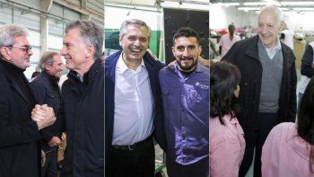De campaña. Macri, Fernández y Lavagna durante sus actividades proselitistas.