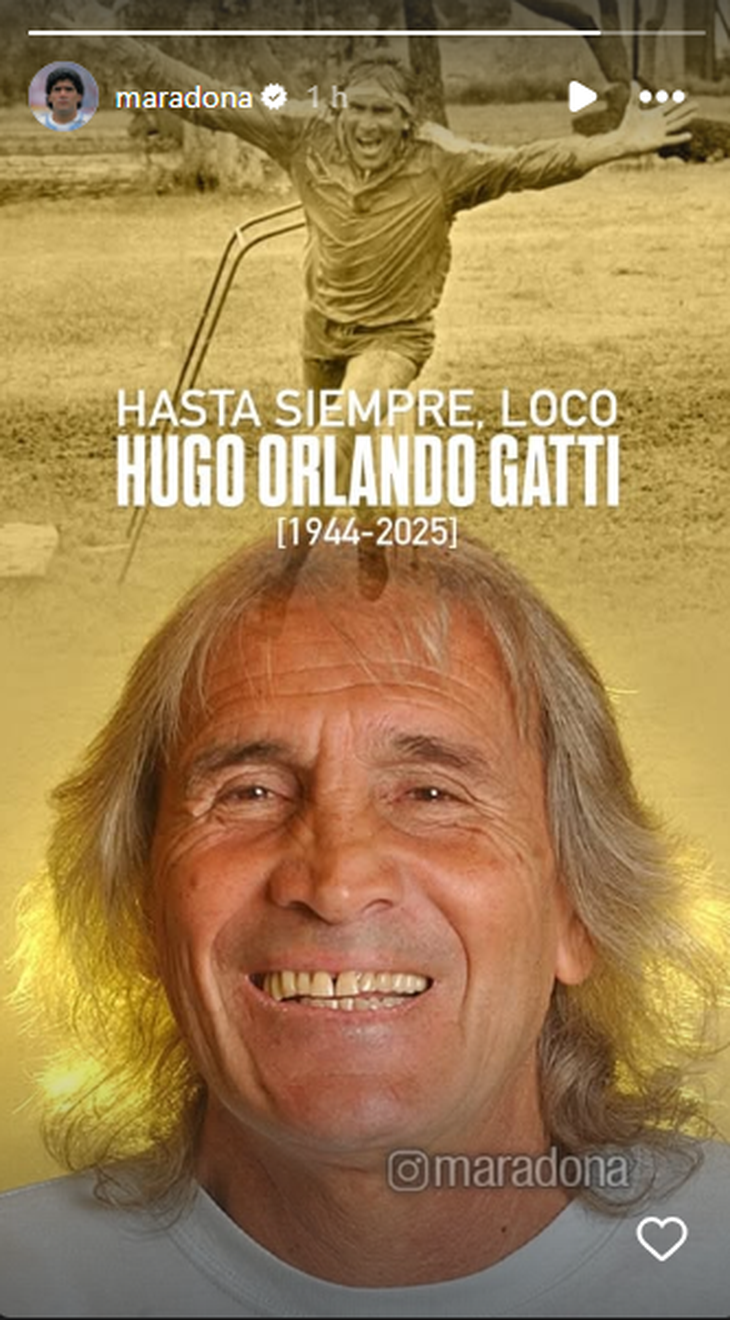 La historia que publicó la cuenta oficial de Maradona. La historia que publicó la cuenta oficial de Maradona.