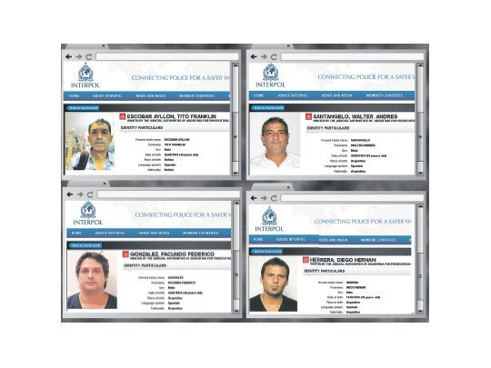 Cuatro de los prófugos de Argentina más buscados que aparecen en la página de Interpol. El primero de ellos es el taxista sindicado como violador; los otros tres están involucrados en la causa de Time Warp.
