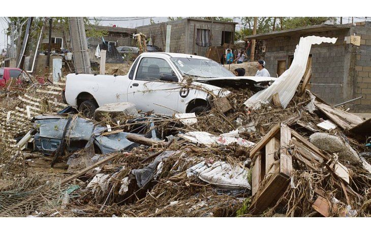 destrozos. Por la tormenta tropical, unas 7 mil personas fueron afectadas en la zona de Baja California.