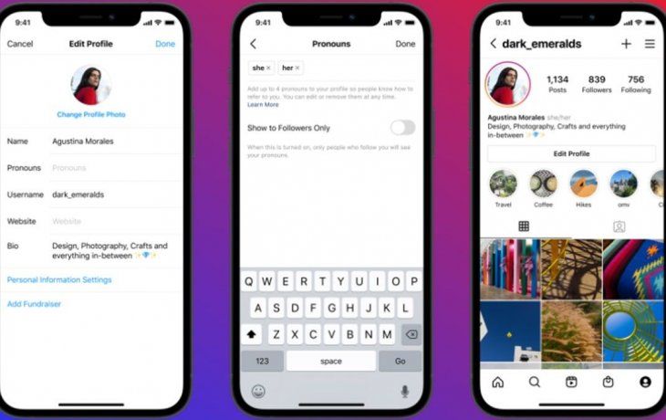 Instagram permitirá incluir pronombres en el perfil.
