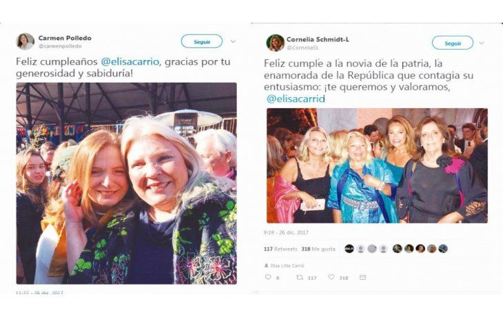 ámbito.com | Que los cumplas feliz. Varios referentes del oficialismo utilizaron las redes sociales para dedicarle mensajes de salutación a la diputada Elisa Carrió en su cumpleaños 61.