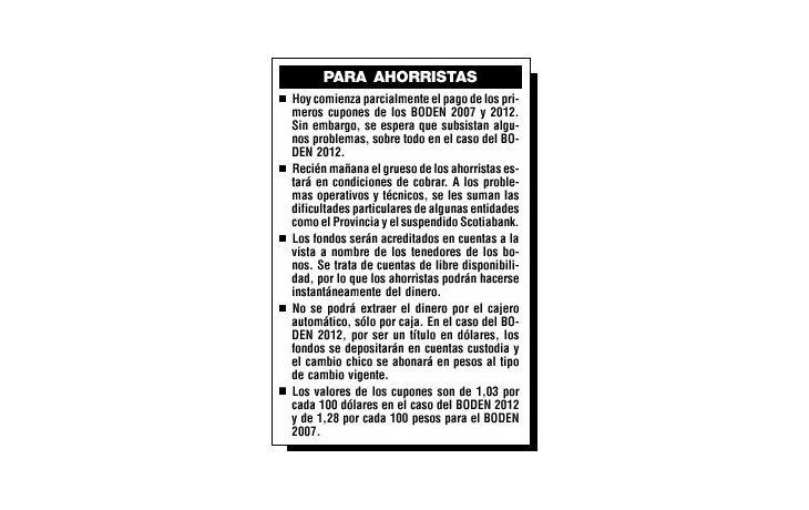 DESDE HOY, LOS AHORRISTAS EMPEZARÁN A COBRAR BODEN