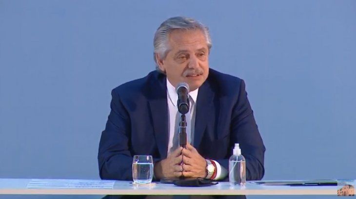 Alberto Fernández durante el acto del Plan Gas.Ar. (Imagen de TV)