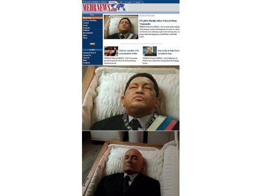 La agencia de noticias privada iraní Mehr publicó el fotomontaje que mezcla el rostro de Hugo Chávez y el cuerpo de John Locke.